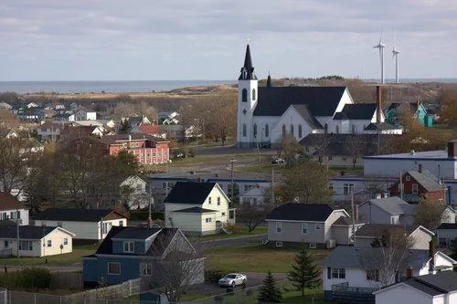 New Waterford rooftops and church by the Atlantic New Waterford rooftops and church by the Atlantic
